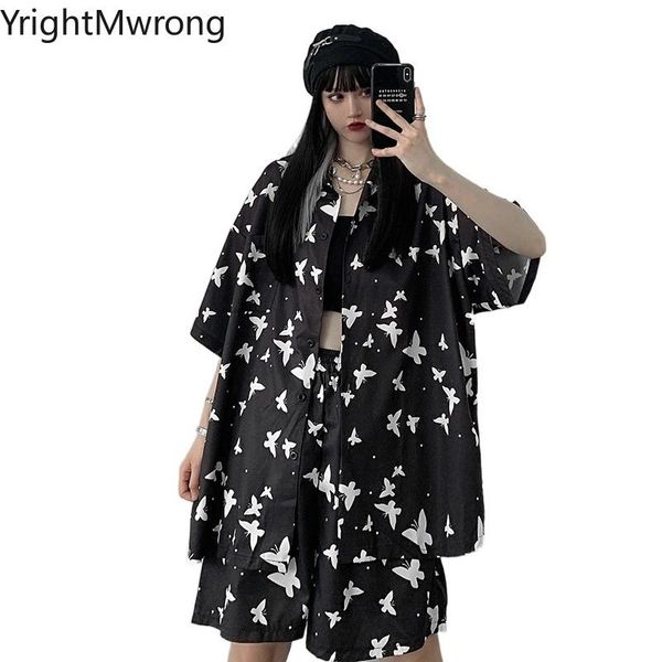 two piece matching set outfit streetwear woman man harajuku cloth butterfly print button shirt blouse short suit summer fashion women's, Gray
two piece matching set outfit streetwear woman man harajuku cloth butterfly print button shirt blouse short suit summer fashion women's, Gray