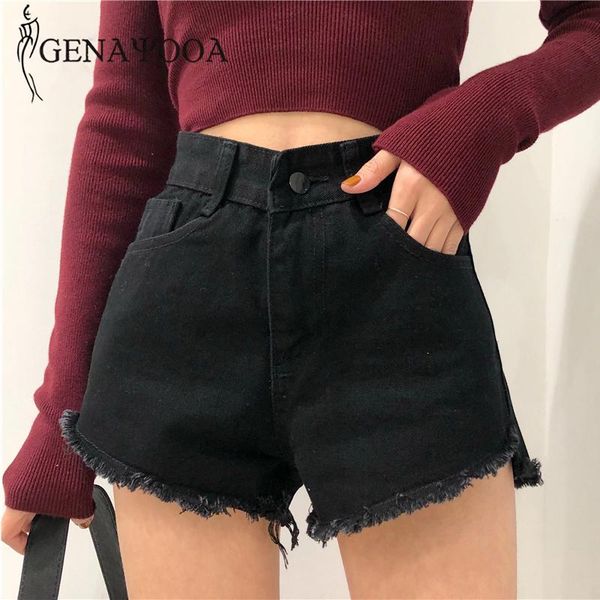 genayooa summer casual tassel denim shorts high waisted for women solid vintage jeans feminino korean style women's, White;black
genayooa summer casual tassel denim shorts high waisted for women solid vintage jeans feminino korean style women's, White;black
