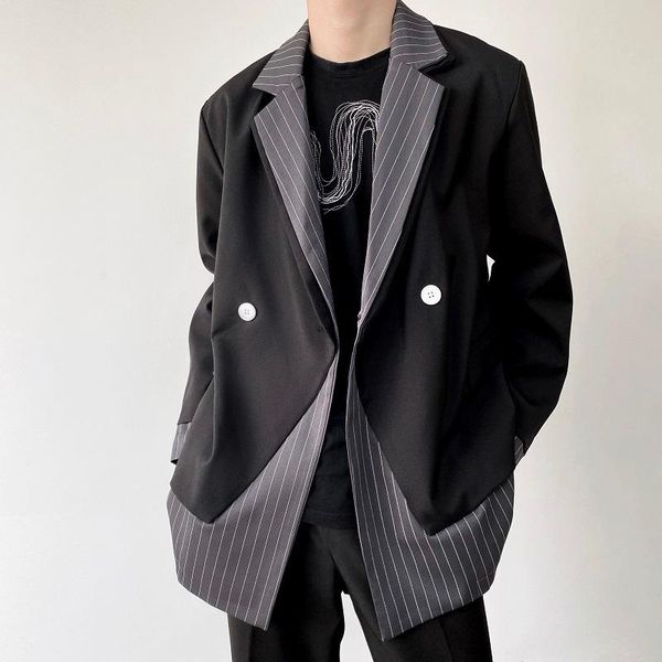 men's suits & blazers wear casual fake two pieces suit coat 2021 autumn stipe patchwork loose simple long sleeve jacket for male, White;black
men's suits & blazers wear casual fake two pieces suit coat 2021 autumn stipe patchwork loose simple long sleeve jacket for male, White;black