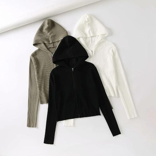 women's hoodies & sweatshirts she'smoda ins hoddie zipper knitted long sleeve causual short cardigan, Black
women's hoodies & sweatshirts she'smoda ins hoddie zipper knitted long sleeve causual short cardigan, Black