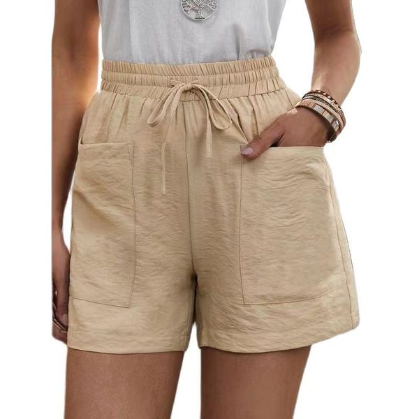women's shorts plus size women high waist casual short pants with pockets lace up elastic office lady daily summer 2021, White;black
women's shorts plus size women high waist casual short pants with pockets lace up elastic office lady daily summer 2021, White;black