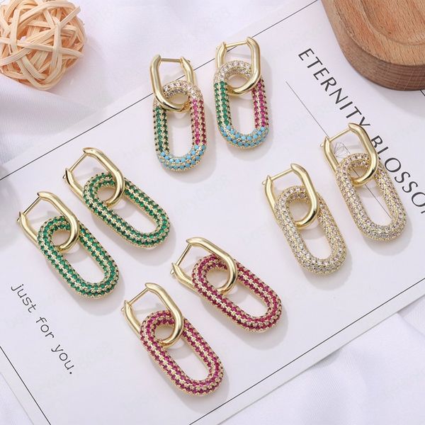 fashion geometric double ring lock earrings for women copper diamond drop earring hip hop jewelry gift, Silver
fashion geometric double ring lock earrings for women copper diamond drop earring hip hop jewelry gift, Silver
