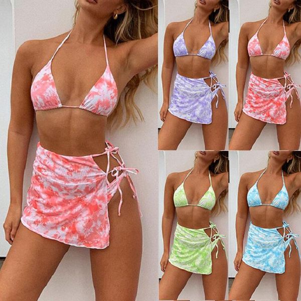 women's swimwear 3 piece set tie dye female bikini neon print swimsuit summer woman beachwear bra and panty, White;black
women's swimwear 3 piece set tie dye female bikini neon print swimsuit summer woman beachwear bra and panty, White;black