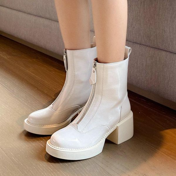 boots fashion mid-heel ladies patent leather zipper round-toe short cowhide comfortable breathable women shoes, Black
boots fashion mid-heel ladies patent leather zipper round-toe short cowhide comfortable breathable women shoes, Black
