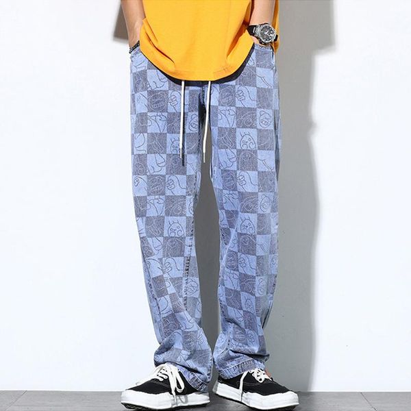men's jeans ins fashion light blue loose fit wide leg pants youth plaid drawstring elastic waist hip hop trousers
men's jeans ins fashion light blue loose fit wide leg pants youth plaid drawstring elastic waist hip hop trousers