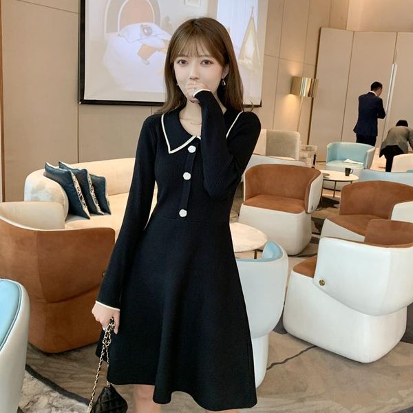 casual dresses real s 2021 autumn winter korean christmas red knitted doll collar thin bottomed dress, Black;gray
casual dresses real s 2021 autumn winter korean christmas red knitted doll collar thin bottomed dress, Black;gray