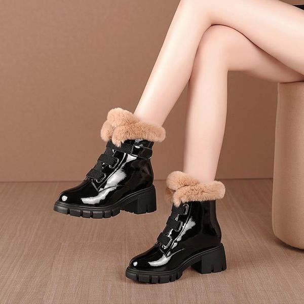 boots mljuese 2021 women cow leather winter wool blend rubbit hair round toe high heels female ankle size 40, Black
boots mljuese 2021 women cow leather winter wool blend rubbit hair round toe high heels female ankle size 40, Black