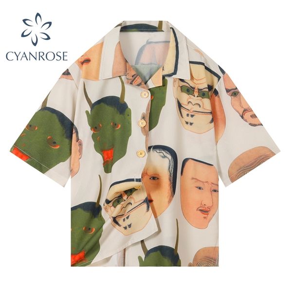 designer printed summer blouses women's trendy casual single breasted loose shirts vintage short sleeve harajuku blusas 210430, White
designer printed summer blouses women's trendy casual single breasted loose shirts vintage short sleeve harajuku blusas 210430, White