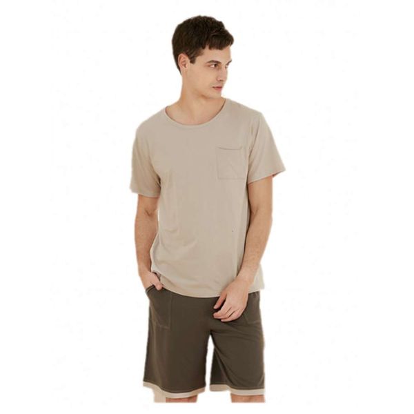 men new collection summer modal katoen pajama sets short mouw nightwear 's casual solid hombre, Black;brown
men new collection summer modal katoen pajama sets short mouw nightwear 's casual solid hombre, Black;brown