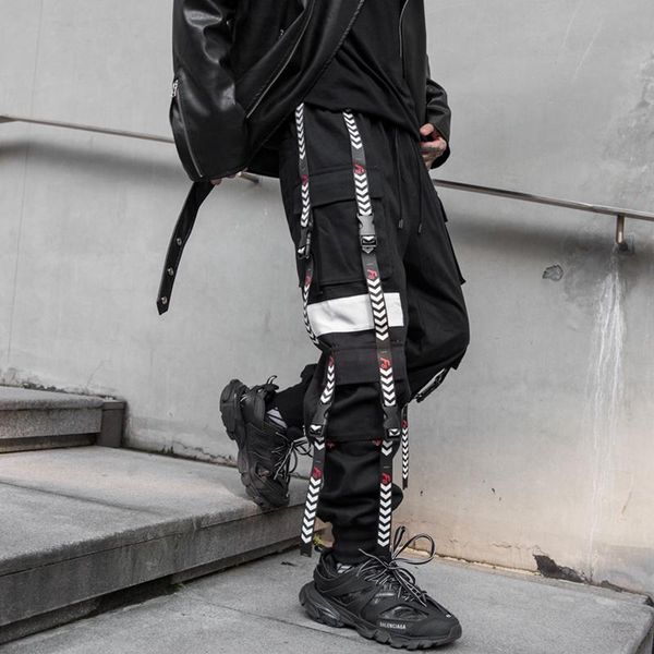 men's pants darkly style patchwork pocket ribbons hip hop cargo cotton casual sweatpants joggers trousers male full length, Black
men's pants darkly style patchwork pocket ribbons hip hop cargo cotton casual sweatpants joggers trousers male full length, Black
