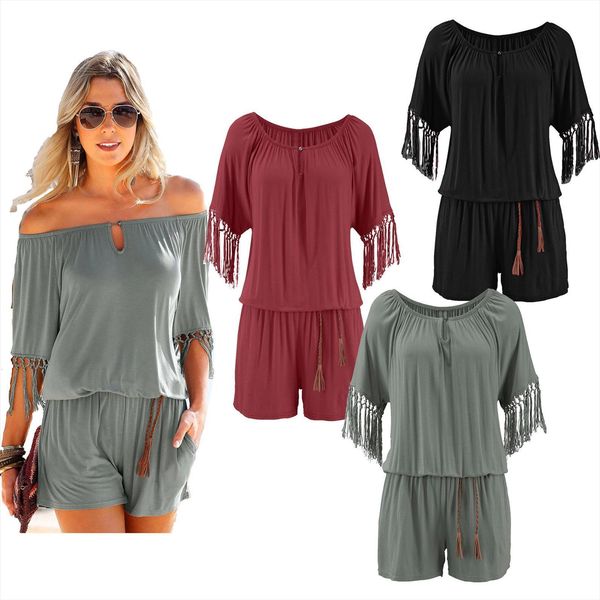 one line collar womens rompers short sleeve tassel cool casual jump beach sleeveless bodycon playsuit, Black;white
one line collar womens rompers short sleeve tassel cool casual jump beach sleeveless bodycon playsuit, Black;white