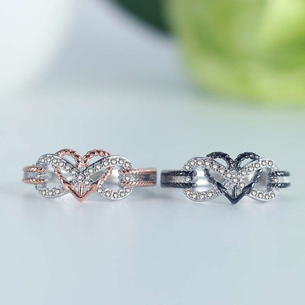 heart shaped two-color ring popular simple fashion women's accessories rose gold jewelry, Black
heart shaped two-color ring popular simple fashion women's accessories rose gold jewelry, Black