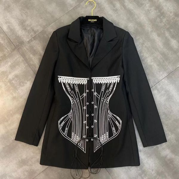 women's suits & blazers 2021 winter style braided waist painted pattern little woman suit jacket women, White;black
women's suits & blazers 2021 winter style braided waist painted pattern little woman suit jacket women, White;black