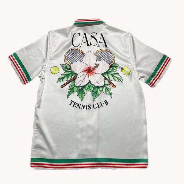 casablanca ss21 spring / summer tennis racket stripe color blocking men's and women's casual hawaiian loose short shirt, White;black
casablanca ss21 spring / summer tennis racket stripe color blocking men's and women's casual hawaiian loose short shirt, White;black