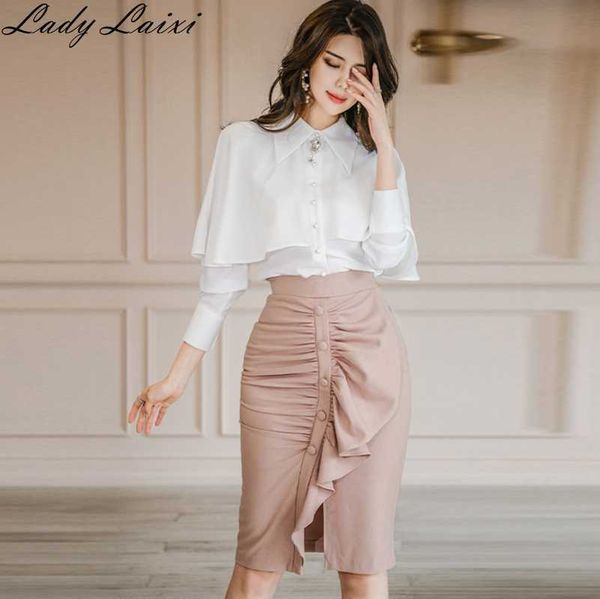 elegant white long sleeve shawl blouse women shirts office lady ladies work wear and button ruffles draped skirt female 210529
elegant white long sleeve shawl blouse women shirts office lady ladies work wear and button ruffles draped skirt female 210529