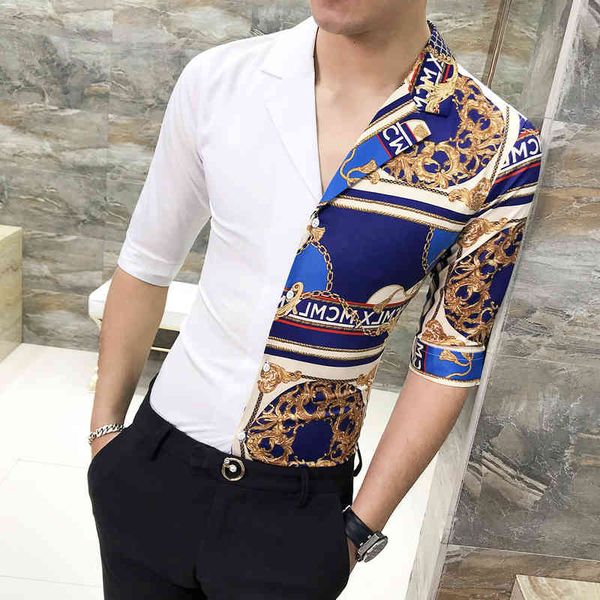 men's casual shirts and spring summer men's high-end personality v-neck printed shirt slim sleeved nightclub gmmw, White;black
men's casual shirts and spring summer men's high-end personality v-neck printed shirt slim sleeved nightclub gmmw, White;black