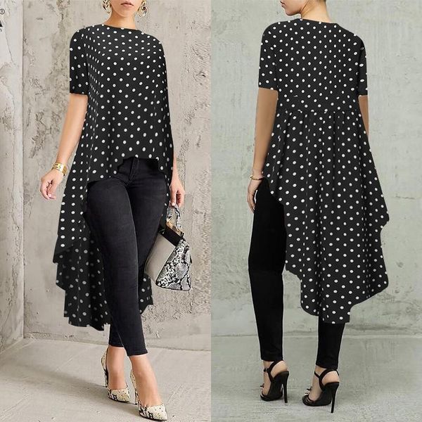 women's blouses & shirts 2022 printed blouse stylish asymmetrical casual short sleeve female polka dot blusas oversized tunic, White
women's blouses & shirts 2022 printed blouse stylish asymmetrical casual short sleeve female polka dot blusas oversized tunic, White