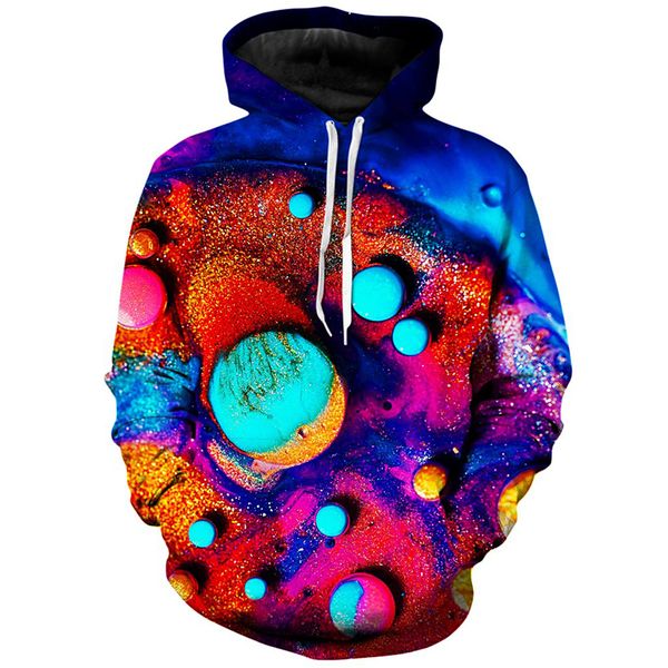 round ball pattern fierce 3d printing hoodie visual impact party punk goth round neck sweater hoodie, Black