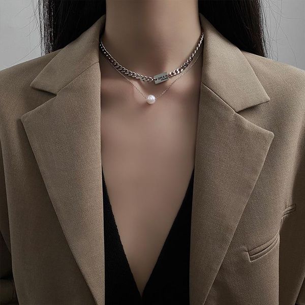 chains dosdos double pearl choker titanium steel necklaces necklace iced out chain initial hip hop jewelry, Silver
chains dosdos double pearl choker titanium steel necklaces necklace iced out chain initial hip hop jewelry, Silver