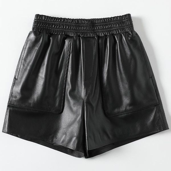 women's shorts women female real sheepskin breeches casual genuine leather loose elastic waist short pants 2021 fashion, White;black
women's shorts women female real sheepskin breeches casual genuine leather loose elastic waist short pants 2021 fashion, White;black