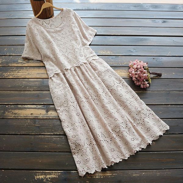 7985 summer artistic all match womens dress hollow cotton embroidered short sleeved round neck, Black;gray
7985 summer artistic all match womens dress hollow cotton embroidered short sleeved round neck, Black;gray