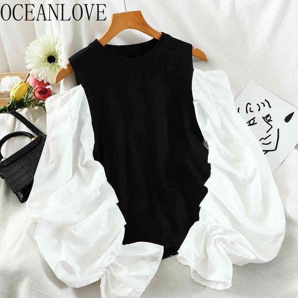 mujer sueteres black white patchwork spring woman sweaters korean vintage puff sleeve pullovers fashion 19413 210415, White;black
mujer sueteres black white patchwork spring woman sweaters korean vintage puff sleeve pullovers fashion 19413 210415, White;black