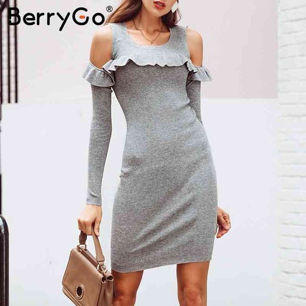berrygo off shoulder ruffle sweater dress women slim fit bodycon elegant autumn winter robe vestidos 210513, Black;gray
berrygo off shoulder ruffle sweater dress women slim fit bodycon elegant autumn winter robe vestidos 210513, Black;gray