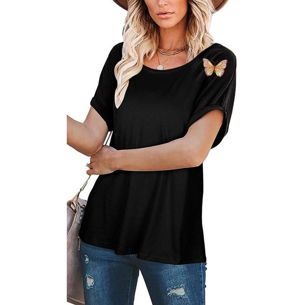 #s4 butterfly embroidery t shirt women o-neck short sleeve pullover tee tshirt woman harajuku streetwear female t-shirt women's, White
#s4 butterfly embroidery t shirt women o-neck short sleeve pullover tee tshirt woman harajuku streetwear female t-shirt women's, White