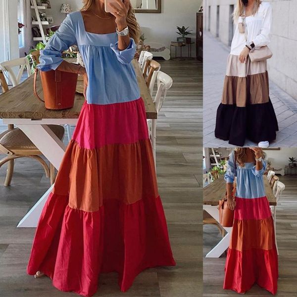 casual dresses women maxi dress autumn ruffles colorful patchwork vintage long sleeve square neck large hem oversize loose for daily wear, Black;gray
casual dresses women maxi dress autumn ruffles colorful patchwork vintage long sleeve square neck large hem oversize loose for daily wear, Black;gray