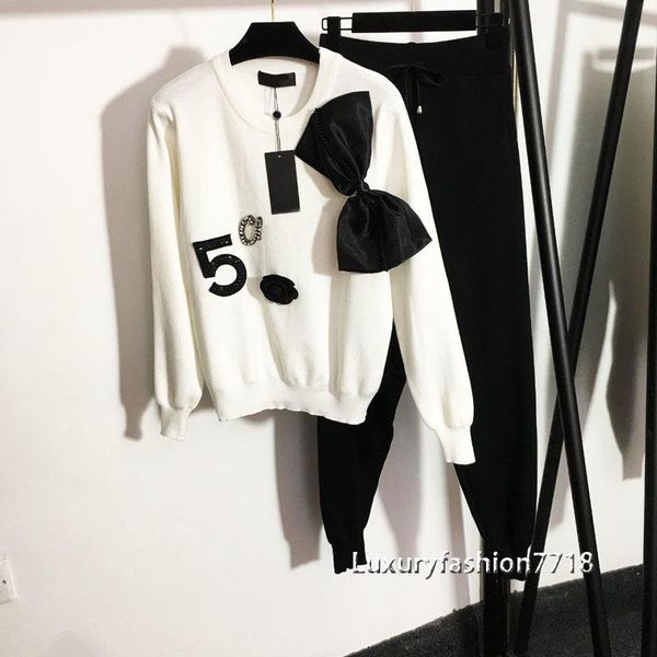 women's two piece pants fashion women style outfits letter logo bow round neck long sleeve knit sweater+ elastic high waist casual 2 se, White
women's two piece pants fashion women style outfits letter logo bow round neck long sleeve knit sweater+ elastic high waist casual 2 se, White