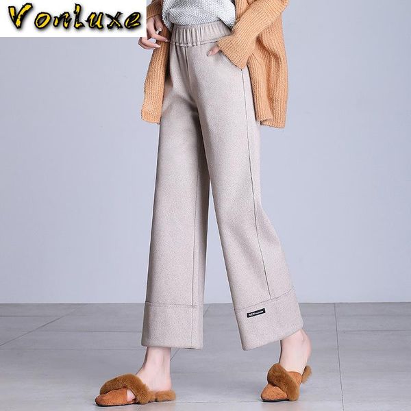 women's pants & capris wide leg women high waisted elastic 2021 autumn winter warm solid color elegant wool office lady woolen trousers, Black;white
women's pants & capris wide leg women high waisted elastic 2021 autumn winter warm solid color elegant wool office lady woolen trousers, Black;white