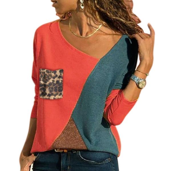 women's t-shirt ly women autumn t-shirts long sleeves round neck contrast color patchwork pullover vk-ing, White
women's t-shirt ly women autumn t-shirts long sleeves round neck contrast color patchwork pullover vk-ing, White