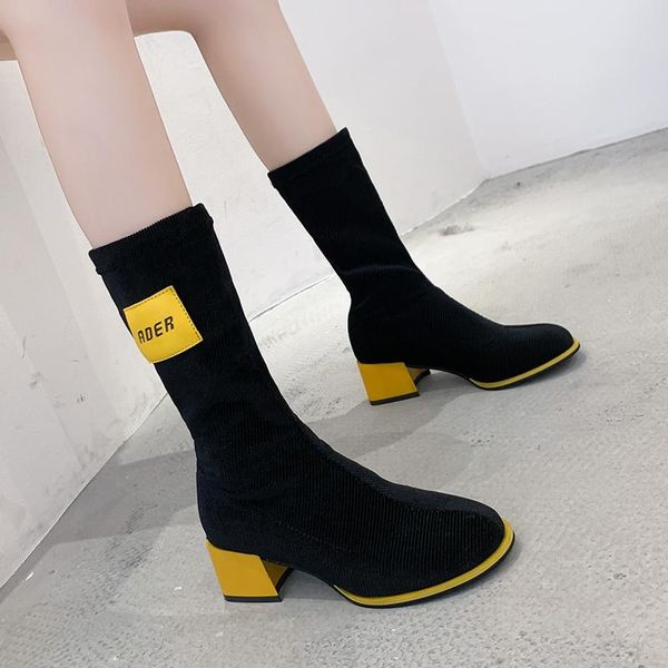 boots 2021 winter women's fashionable pull-on high-heeled suede round-toe inner-increasing square-heeled, Black
boots 2021 winter women's fashionable pull-on high-heeled suede round-toe inner-increasing square-heeled, Black