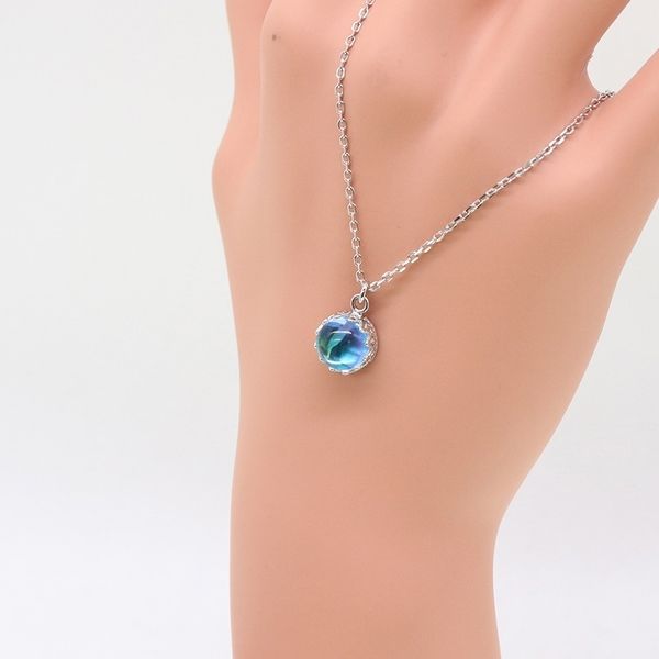 s925 silver clavicle chain dream island aurora blue gradient moonstone crown pendant necklace, Black
s925 silver clavicle chain dream island aurora blue gradient moonstone crown pendant necklace, Black