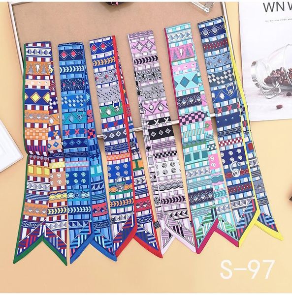 designer women's scarf society lady professional hairband handbag tie bag handle silk female g67 scarves, Blue;gray
designer women's scarf society lady professional hairband handbag tie bag handle silk female g67 scarves, Blue;gray