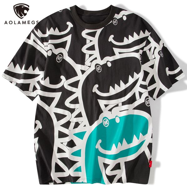 men's polos aolamegs funny cartoons dinosaur painting oversized man harajuku style hip hop t-shirt s casual summer streetwear, White;black
men's polos aolamegs funny cartoons dinosaur painting oversized man harajuku style hip hop t-shirt s casual summer streetwear, White;black