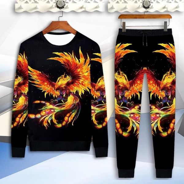 men's tracksuits phoenix figure long-sleeved t-shirt + pants 2-piece sets casual chinese style spring autumn 3d dragon printed suit mal, Gray
men's tracksuits phoenix figure long-sleeved t-shirt + pants 2-piece sets casual chinese style spring autumn 3d dragon printed suit mal, Gray
