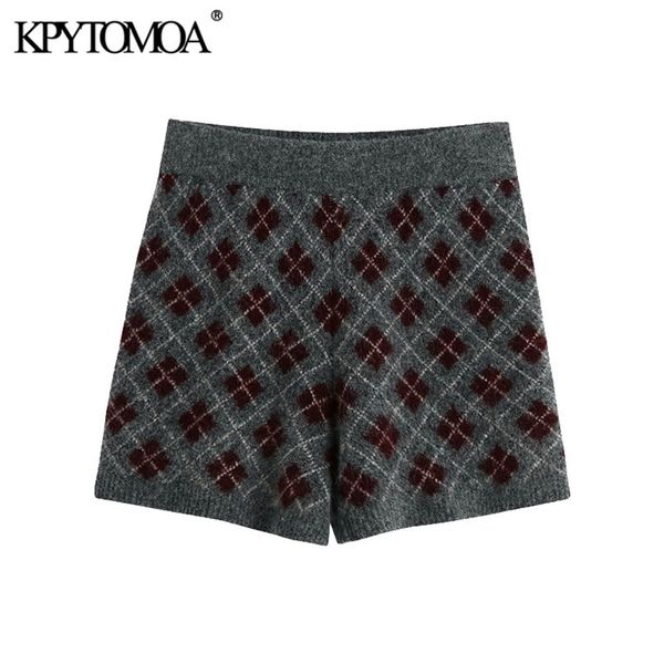 kpytomoa women chic fashion with argyle knitted shorts vintage high elastic waist female short pants mujer 210719, White;black
kpytomoa women chic fashion with argyle knitted shorts vintage high elastic waist female short pants mujer 210719, White;black