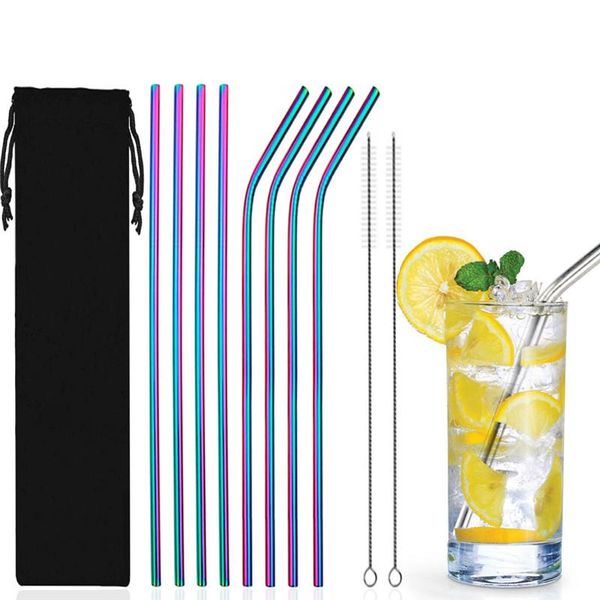 drinking straws metal reusable 304 stainless steel straight bent black/gold/silver straw with cleaning brush set bar accessories
drinking straws metal reusable 304 stainless steel straight bent black/gold/silver straw with cleaning brush set bar accessories