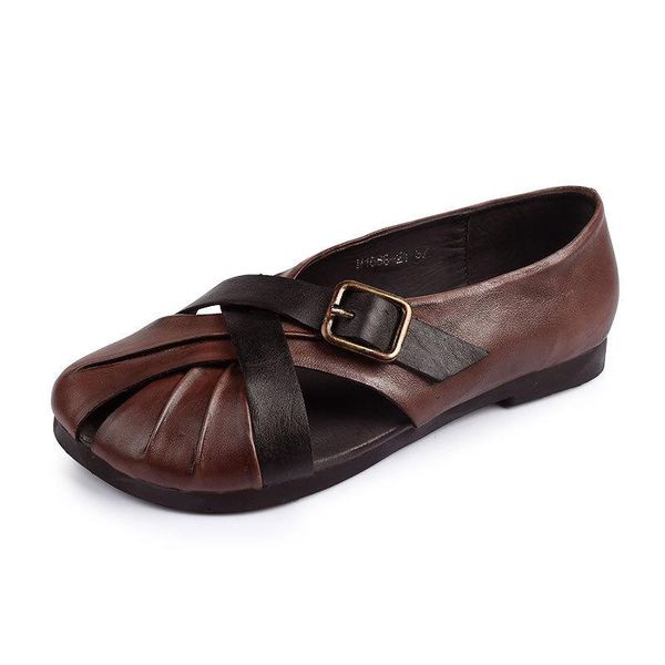 sandals summer woman genuine leather buckle strap flat toe round comfy soft retro wedge low heels shoes cutout women, Black
sandals summer woman genuine leather buckle strap flat toe round comfy soft retro wedge low heels shoes cutout women, Black