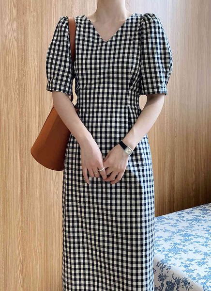 women's t-shirt french retro plaid female summer mid-calf v-neck high waist vestidos korean light mature temperament 9ela, White
women's t-shirt french retro plaid female summer mid-calf v-neck high waist vestidos korean light mature temperament 9ela, White
