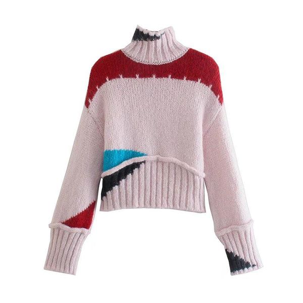women's sweaters 2021 fall fashion korean elegant print long-sleeve turtleneck loose-fitting knit pullovers sweater women, White;black