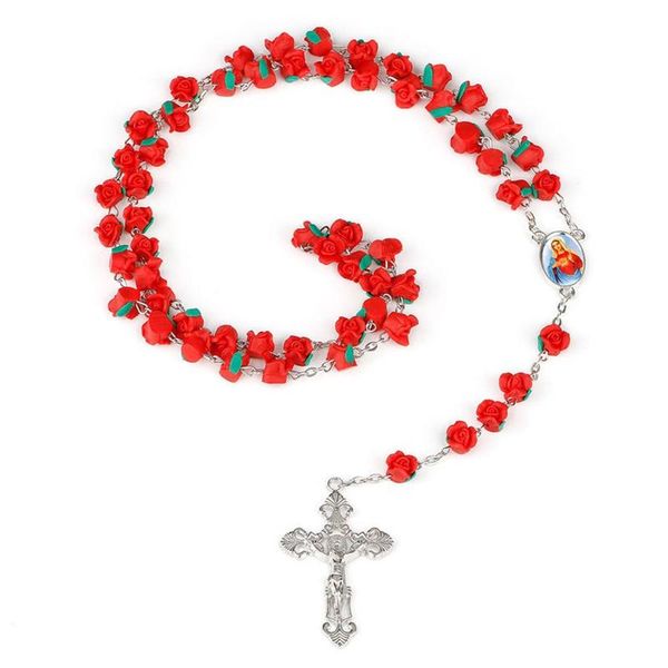 pendant necklaces 2021 8mm polymer clay rose beads rosary catholic necklace with holy soil medal crucifix prayer religious cross, Silver
pendant necklaces 2021 8mm polymer clay rose beads rosary catholic necklace with holy soil medal crucifix prayer religious cross, Silver