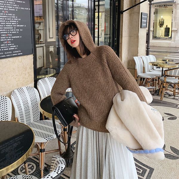 autumn and winter pure color hooded sweater version wind loose outer top, White;black
autumn and winter pure color hooded sweater version wind loose outer top, White;black