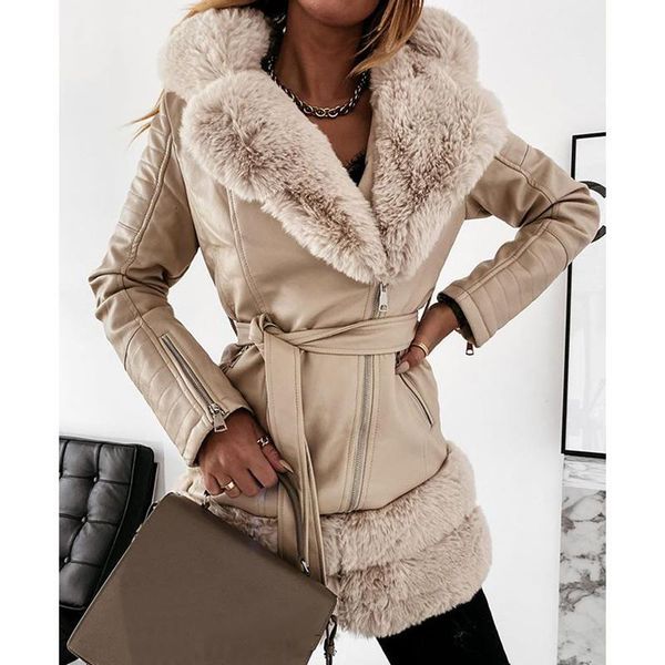 malina faux fur turn down collar jackets women fashion pu leather zipper coats elegant tie belt female ladies jp, Black
malina faux fur turn down collar jackets women fashion pu leather zipper coats elegant tie belt female ladies jp, Black