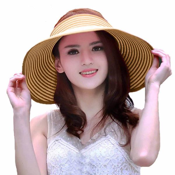 wide brim hats summer female sun visor hat sunscreen folding empty stripe big edge beach casual outdoor cap for women, Blue;gray
wide brim hats summer female sun visor hat sunscreen folding empty stripe big edge beach casual outdoor cap for women, Blue;gray