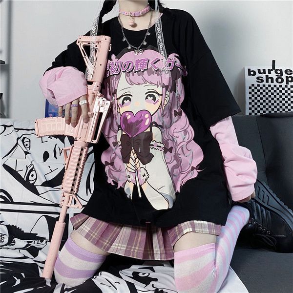 autumn women tshirts japanese ins cute anime printed harajuku loose fake two piece long sleeved aesthetic female t-shirt, White
autumn women tshirts japanese ins cute anime printed harajuku loose fake two piece long sleeved aesthetic female t-shirt, White