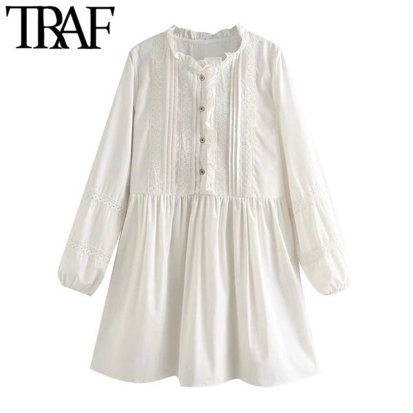 women sweet fashion with lace trim pleated mini dress vintage ruffled collar long sleeve female dresses vestidos 210507, Black;gray
women sweet fashion with lace trim pleated mini dress vintage ruffled collar long sleeve female dresses vestidos 210507, Black;gray