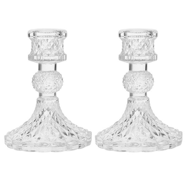 candle holders 2pcs simple glass candlestick clear stand holder for home