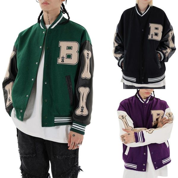 women's jackets women oversized baseball leather long sleeve bone letter embroidery, Black;brown
women's jackets women oversized baseball leather long sleeve bone letter embroidery, Black;brown
